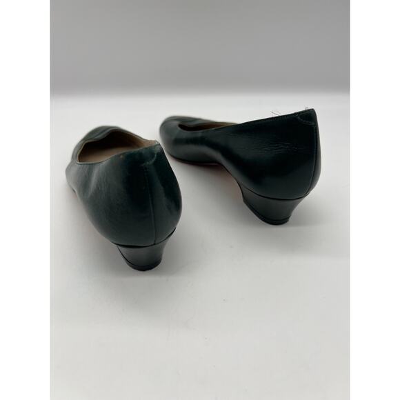 Vintage Amalfi Green patent round toe leather low heel pumps shoes 4.5 M - Picture 5 of 9